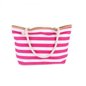 Cheap Custom Shopping bags With Cotton Rope Handle Red Striped 43*37*12 cm for sale