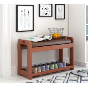 Multifunctional Entryway Shoe Bench Seat Shoe Rack Organizer 2 Tiers