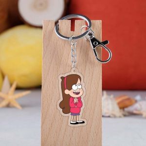 Cartoon Character Gravity Falls Printed Transparent Acrylic Keychain With Metal
