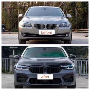 2011-2017 BMW 5 Series Front Bumper Upgraded 2022 M5 With LED Headlights And