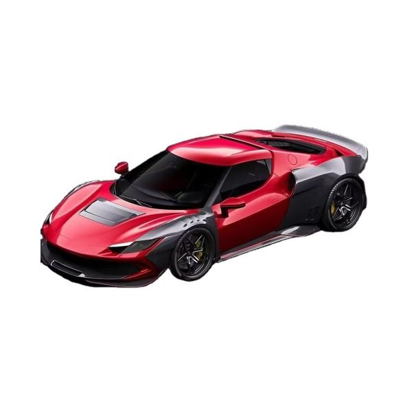 Red Ferrari 296 Automobile Body Kit ZE Style Diffuser Carbon Fiber Front Lip