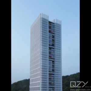 1/500 Scale Architectural Model with White and Wooden Elements