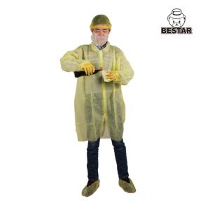 35gsm Cleanroom PP Disposable Lab Coat Visitor Gown