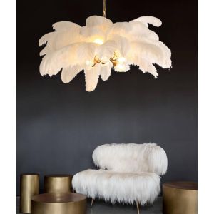 Changeable Brightness Art Deco G9 Ostrich Feather Chandelier