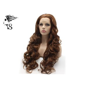 Dark Brown Synthetic Long Curly Lace Front Wigs , Colored Synthetic Wigs No