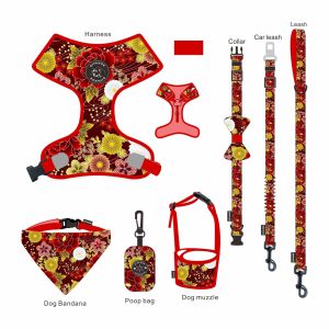 Adjustable Reversible Collar Leash Harness Set Mesh No Pull Dog Vest