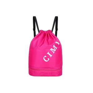 Customized Drawstring Beach Bag , Drawstring Swim Bag With Wet Dry Separation