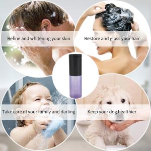 250ml Purple Cylindrical smooth with black cap for shampoo lotion bottle