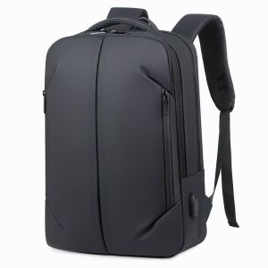 Business Laptop Double Shoulder Bag Large Capacity Multifunctional Men's Backpack with Soft Handle and Plain Pattern Type