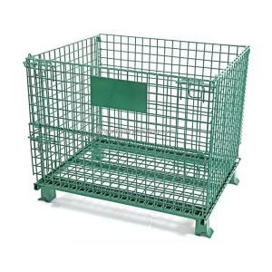 Plastic Spray Steel Wire Mesh Container Foldable Storage Cage Wire Container