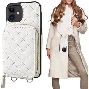 iPhone 12/12 Pro crossbody bag, RFID shielded PU leather strap bracket with card