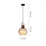 ECOBRT Glass Lampshade Pendant Lights,1-Light Amber Corrugated Lampshade,7.87X11