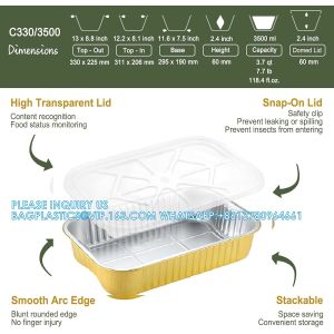 3500ml/7.5LB, Sturdy Aluminum Foil Pans With Lids For Cooking, Baking, Reheating