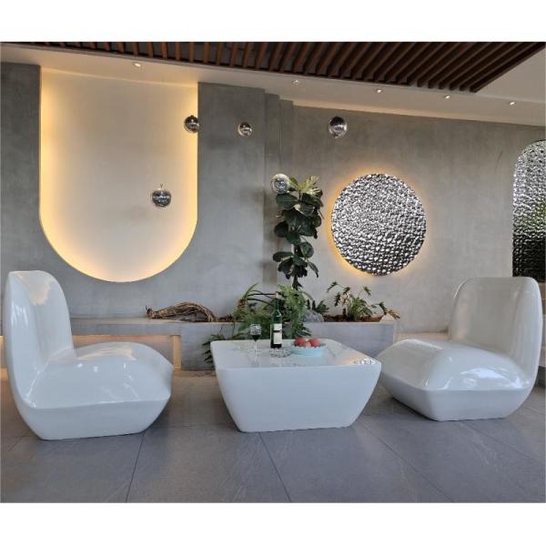 Custom Fiberglass Resin Furniture Table Chair Sets White color