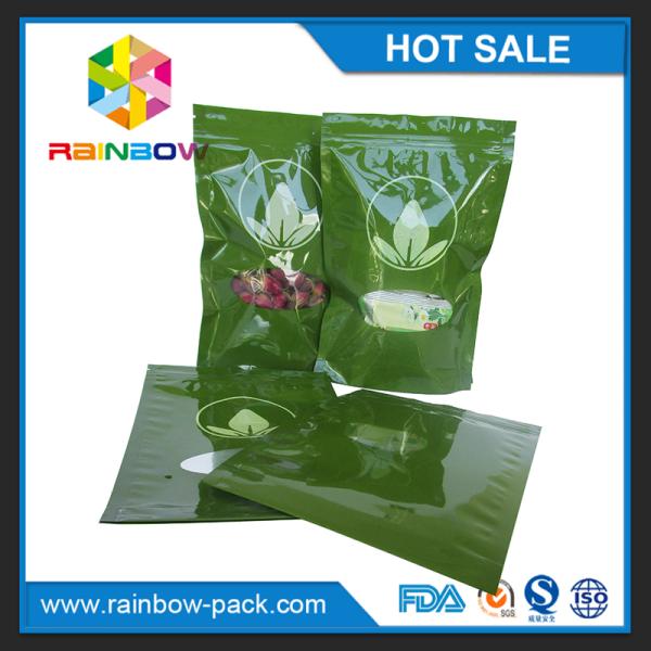 Green Tea Bags Packaging Printed Mylar Stand Up k Bag With Clear Window