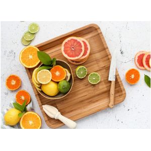 Food Level Multifunction Bamboo Cheese Cutting Board Large Square Shaped 13x13"