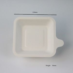 110mm Oilproof Square Compostable Plates , Waterproof Disposable Bagasse Plates