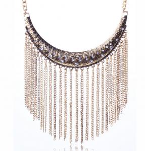 China European-American big national wind exaggerated retro metal necklace diamond tassel neckla on sale