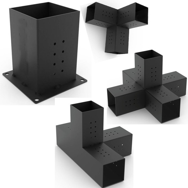 Quality Powder Coated Outdoor 3 Way Pergola Lumber Roof Corner Connector for 4x4 6x6 Timber wholesale