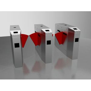 Bi - Directional Flap Barrier Gate Turnstile Two Lane Barcode Scanner Durable
