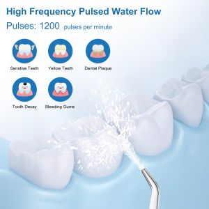 Water Dental Flosser Cordless for Teeth Portable Oral Irrigator 5modes 6jet Tips