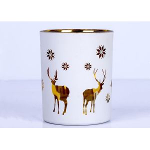 Carved Gold Ancient Castle Christmas Glass Candle Jar For Home Decoration