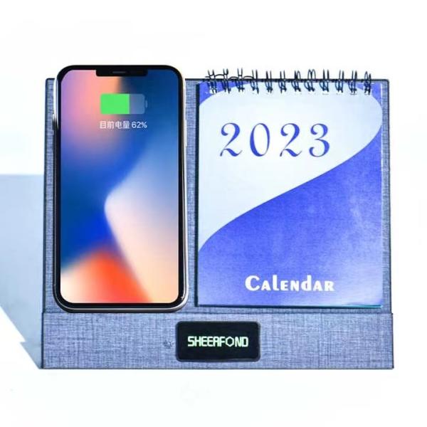 Quality 2023 2024 Desktop Wireless Charger Customized Desk Calendar wholesale