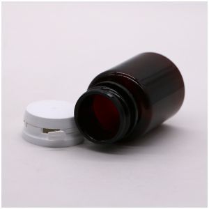Custom Color 50ml Amber PET Pill Capsule Fish Oil Bottle with Tear-off Cap/