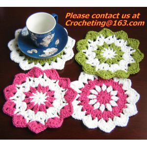 Cheap Hand made 6.3 inch crochet sunflower doily - coaster set of 4 - diameter : 16 cm - crochet for sale
