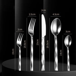 Silverware Set Diamond Cut Pattern Stainless Steel Cutlery Set Mirror Polished