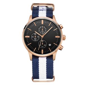 Chronograph Function Mens Quartz Watch With NATO Strap 5 Atm Waterproof