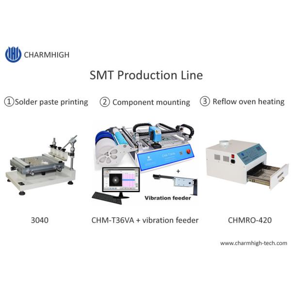 Small PCB Assembly Line Stencil Printer 3040 , CHMT36VA Smt Machine , 420 Reflow