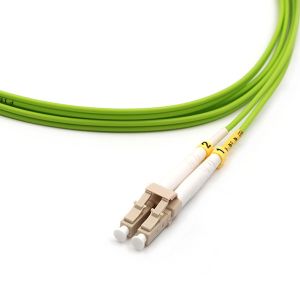 LC UPC To SC UPC Fiber Optic Patch Cable Duplex OM5 Multimode OFNR 2.0mm Lime
