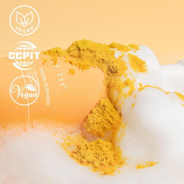 Custom Turmeric Facial Cleanser Foam Gentle Kojic Acid Refreshing Oil Control