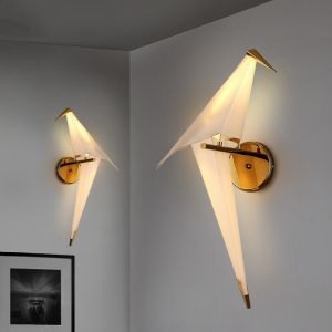 LED Bird Design Wall Lamp Bedside Lamp Creative Origami Paper Crane Wall Light