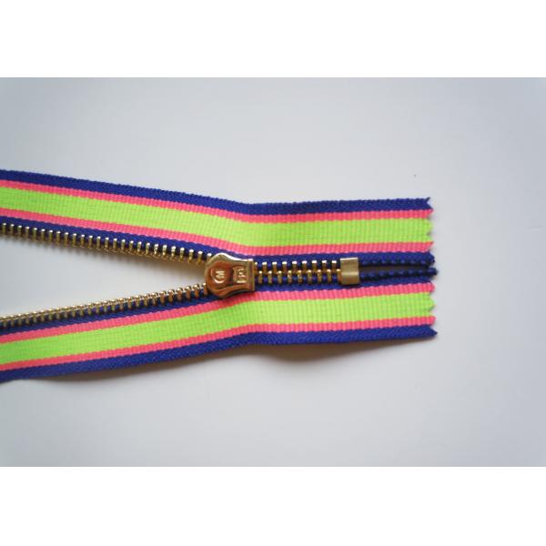 Environmental Protection Sewing Notions Zippers With Colorful Background Fabric For Garment / Bags