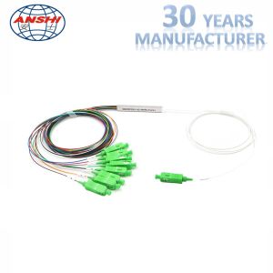 Mini PLC 1x8 PLC Steel Tube Splitter With SC APC Connector Good Light Uniformity