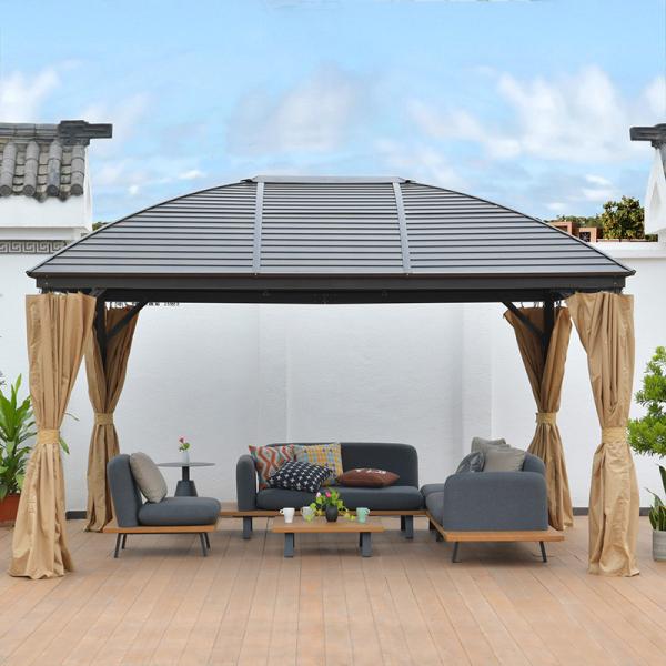 Quality Gazebo With Mosquito Netting   Polycarbonate Double-Roof Canopy Metal Roof Gazebo wholesale