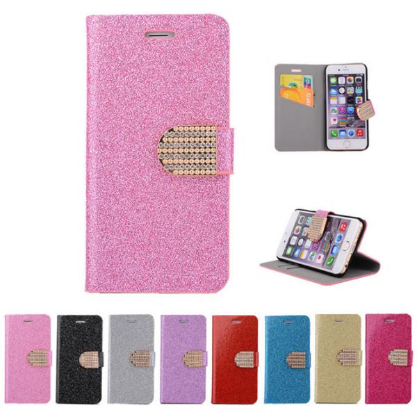 Glitter PU leather wallet Case For iPhone 4 5s 6 plus 7 SAMSUNG galaxy s5 s4 S6