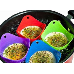 Non Toxic Non Shell Silicone Egg Steamer , Reusable Silicone Egg Poacher Cups