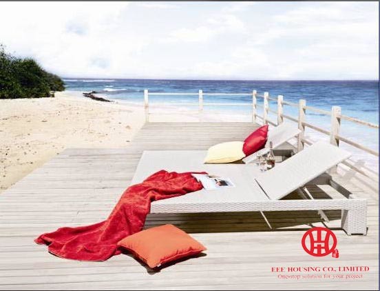Quality Rattan outdoor double people lounge chair double person sunbed wholesale