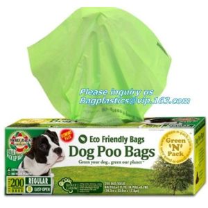 Customized Compostable Green Dog Poop Bag, biodegradable and compostable zero