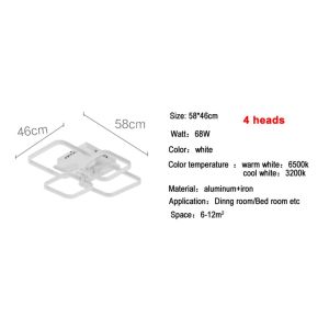 Rectangle ceiling Lights Acrylic Lampshade Square Rings For Living Room Bedroom