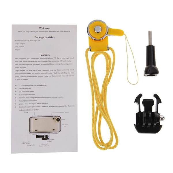 Extreme Sports Waterproof Case With 170 Degrees Wide Angle Lens For iPhone 5/5s/5c/6/6s 4.7''/6plus 5.5''