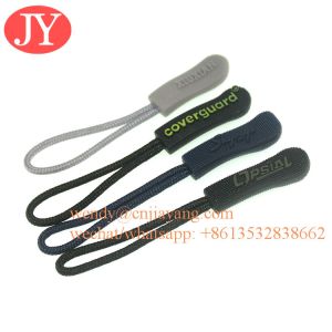Jiayang zipper pull tab rubber Silicon string rope customized soft zipper puller