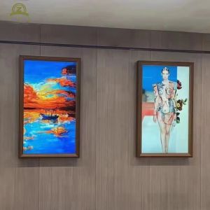 Wall HD 23.8" 24" inch LCD signage advertising video display screen with wood