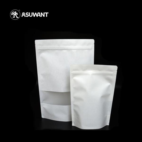 Quality Custom Print Kraft Paper Zipper Bags Clear Matte Window With Thickened Bottom wholesale