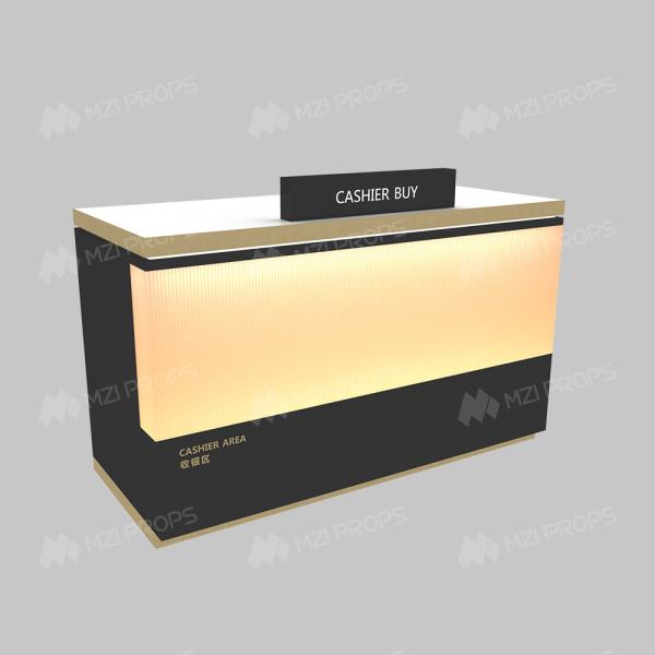 Cosmetic Store Fashionable Cash Register Checkout Counter with Organic Light Box for Brand Beauty Stores Design
