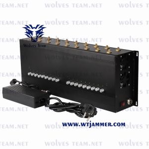 48W GSM CDMA VHF UHF Signal Jammer Desktop 18 Antennas GPS Lojack