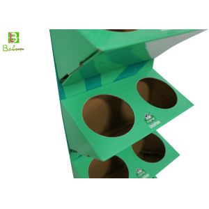 POP Foldable Cardboard Display Holder Green Hanging For Coffee